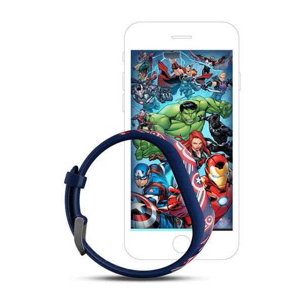 010-01909-32 2 Adjustable Captain America Activity Tracker for Kids with Bonus Deco Gear Kids Safe Ears Headphones Garmin Vivofit jr 