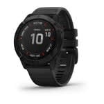  Garmin 010-02410-10 fenix 6 Pro Solar, Multisport GPS Watch  with Solar Charging Capabilities, Advanced Training Features and Data,  Black with Slate Gray Band : Electronics
