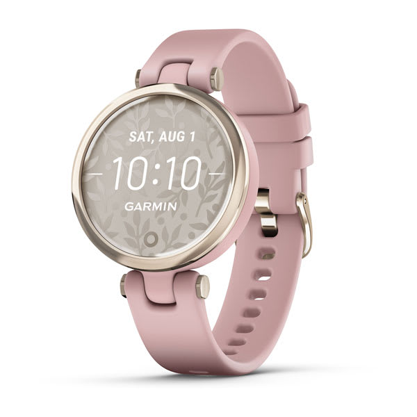 Garmin Lily™, Small Smartwatch with Touchscreen and Patterned Lens, Light  Gold with White Leather Band