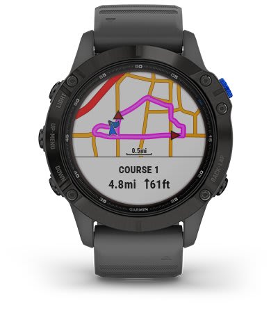  Garmin Fenix 6 Pro Solar (GPS, 1.4 pulgadas) Multideporte  alimentado por energía solar, características y datos de entrenamiento  avanzados, color negro con banda gris pizarra (renovada) : Electrónica