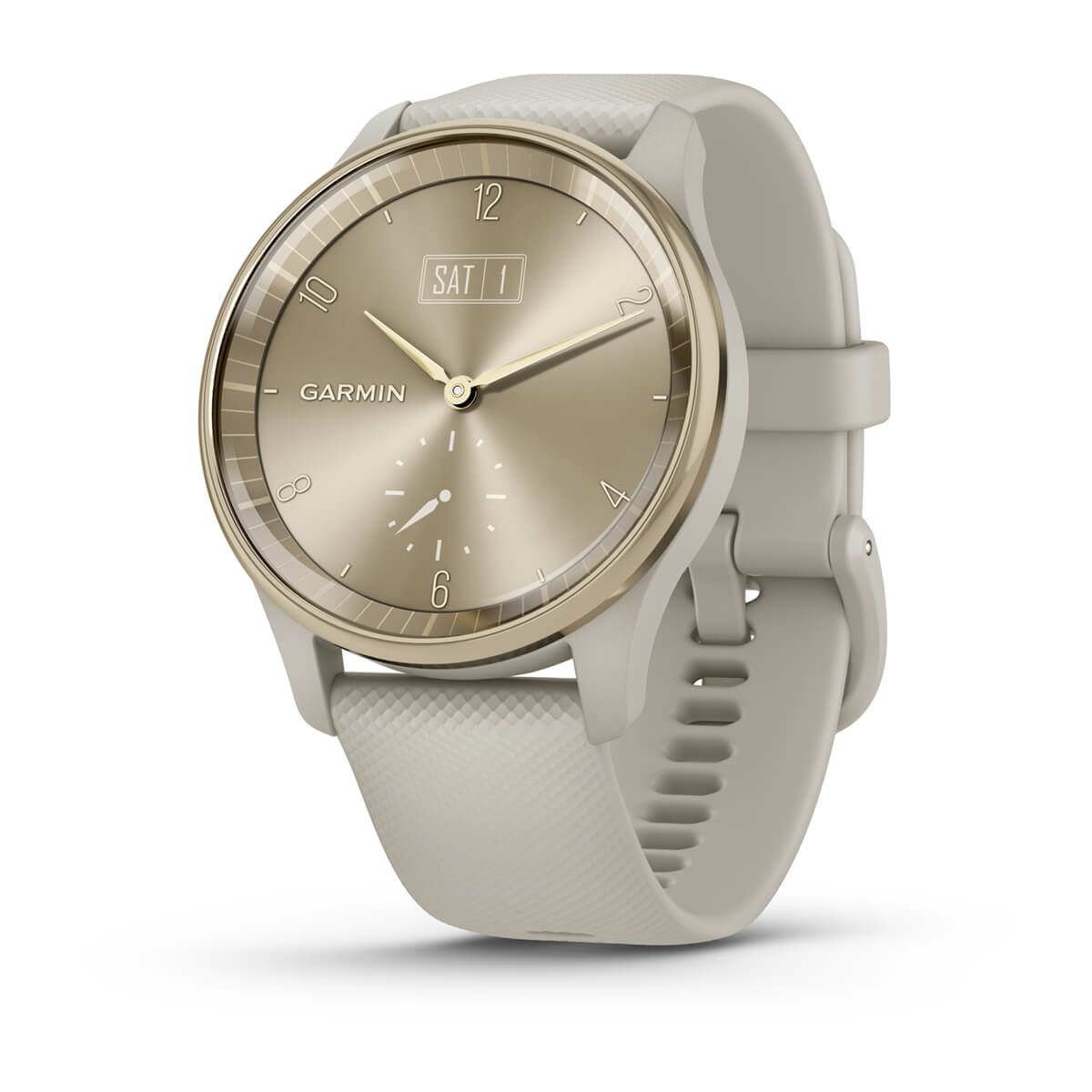 Garmin vívomove® Trend, Cream Gold Stainless Steel Bezel with French Gray Case and Silicone Band