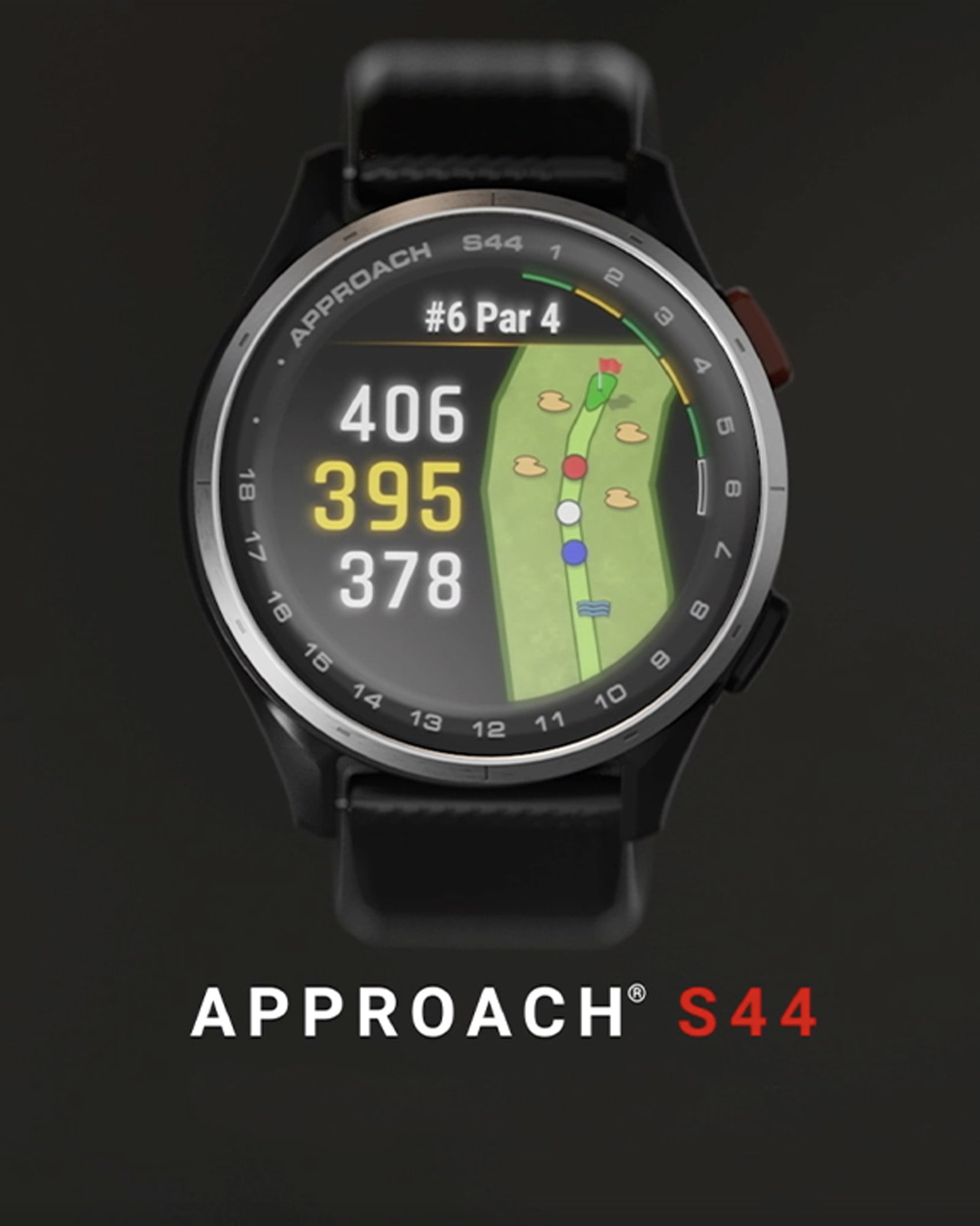 Approach S44 - 43 mm, Silicone, Black. GARMIN