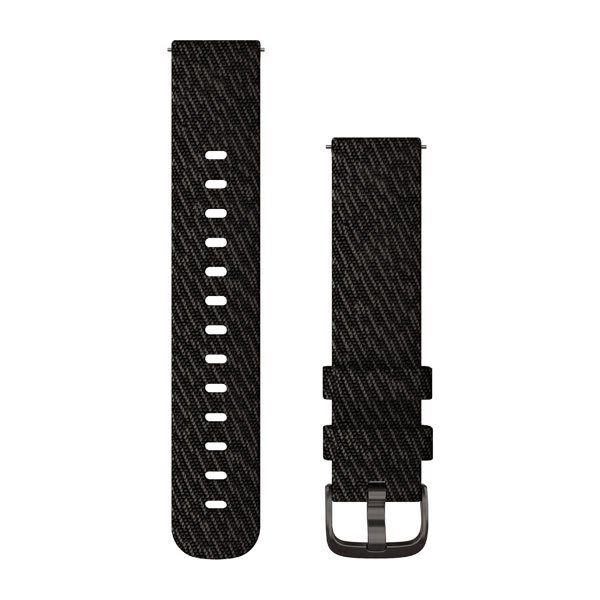 Quick Release Bands (20 mm), Black Pepper Woven Nylon with Slate Hardware