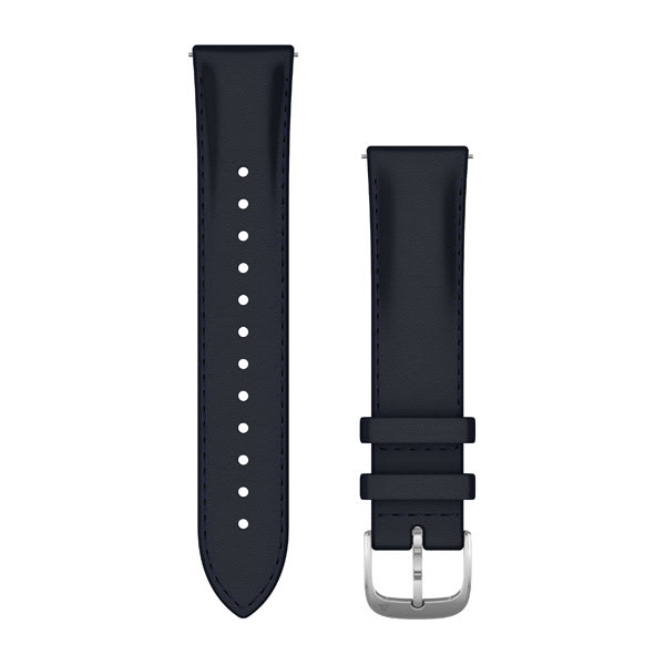 Quick Release Bands (20 mm), Navy Italian Leather with Silver Hardware