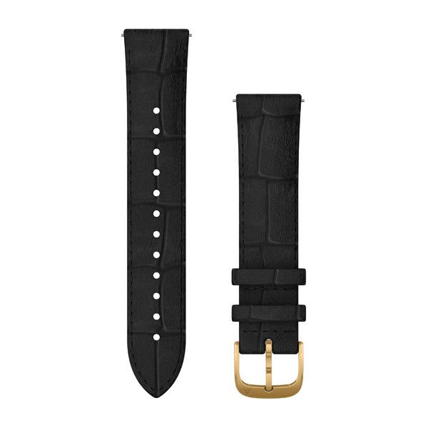 Quick Release Bands (20 mm), Black Embossed Italian Leather with 24K Gold PVD Hardware