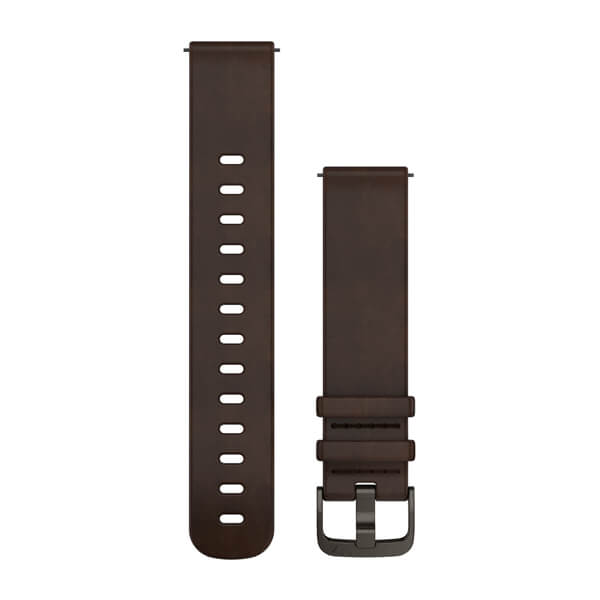 Quick Release Bands (20 mm), Dark Brown Leather with Slate Hardware