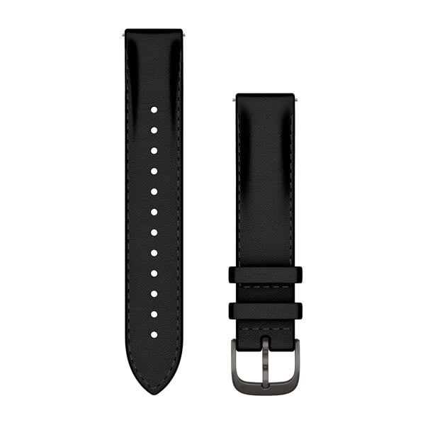 Quick Release Bands (18 mm), Black Leather with Brushed Slate Hardware