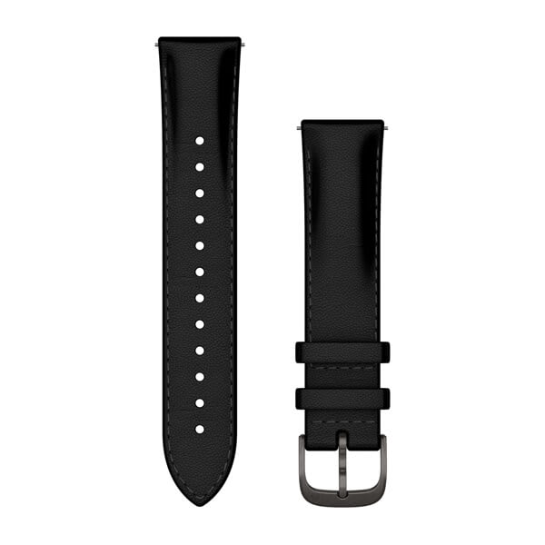 Quick Release Bands (20 mm), Black Leather with Brushed Slate Hardware