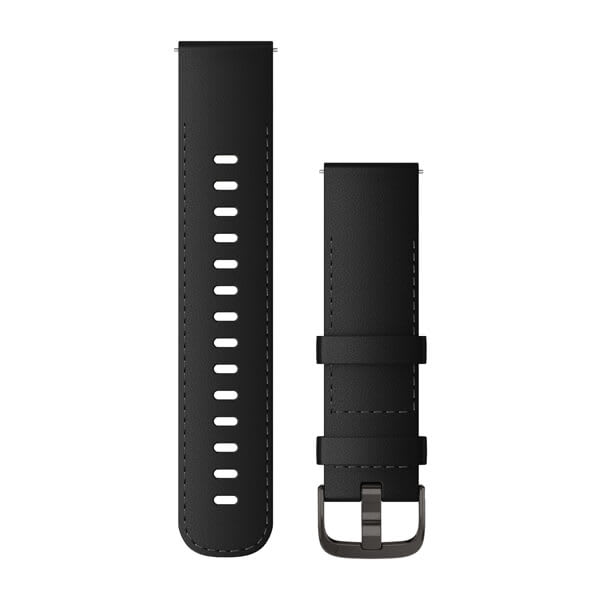 Quick Release Bands (22 mm), Black Leather with Brushed Slate Hardware