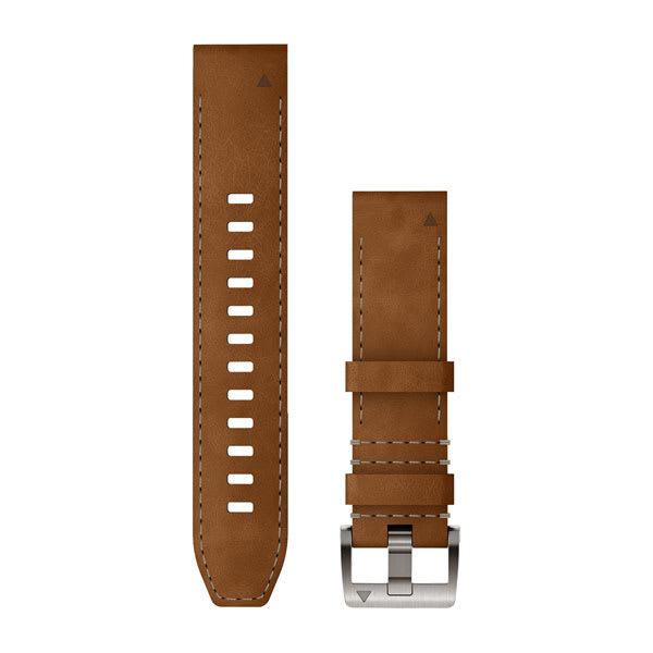 QuickFit® 22 Watch Straps, Leather/FKM Hybrid Strap, Brown/Black
