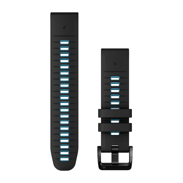 QuickFit® 22 Watch Bands, Black/Cirrus Blue Silicone