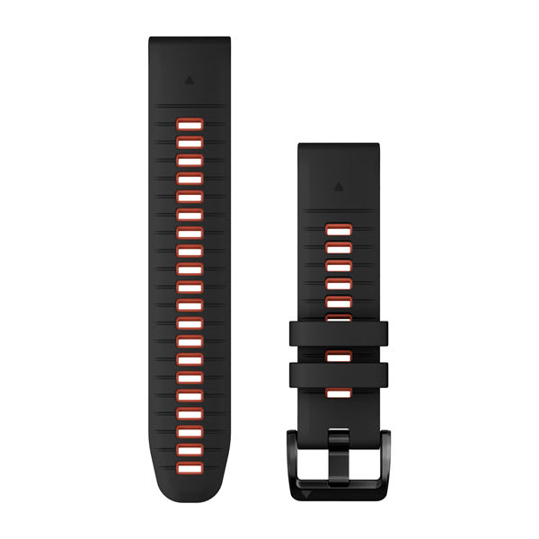 Quickfit 22 mm Watch bands, Black/Flame Red Silicone