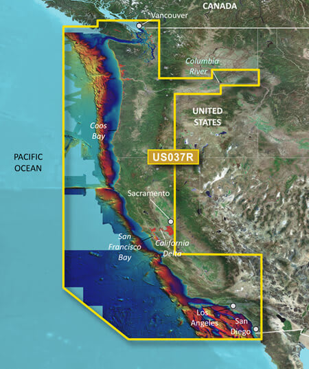 U.S. and CA, Vancouver, BC to San Diego, CA Coastal Charts | Garmin