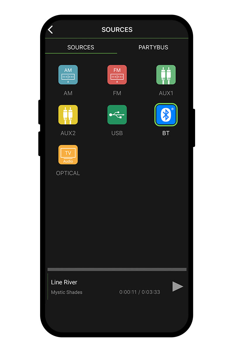 Simply tap the source icon to enter the Source Selection men