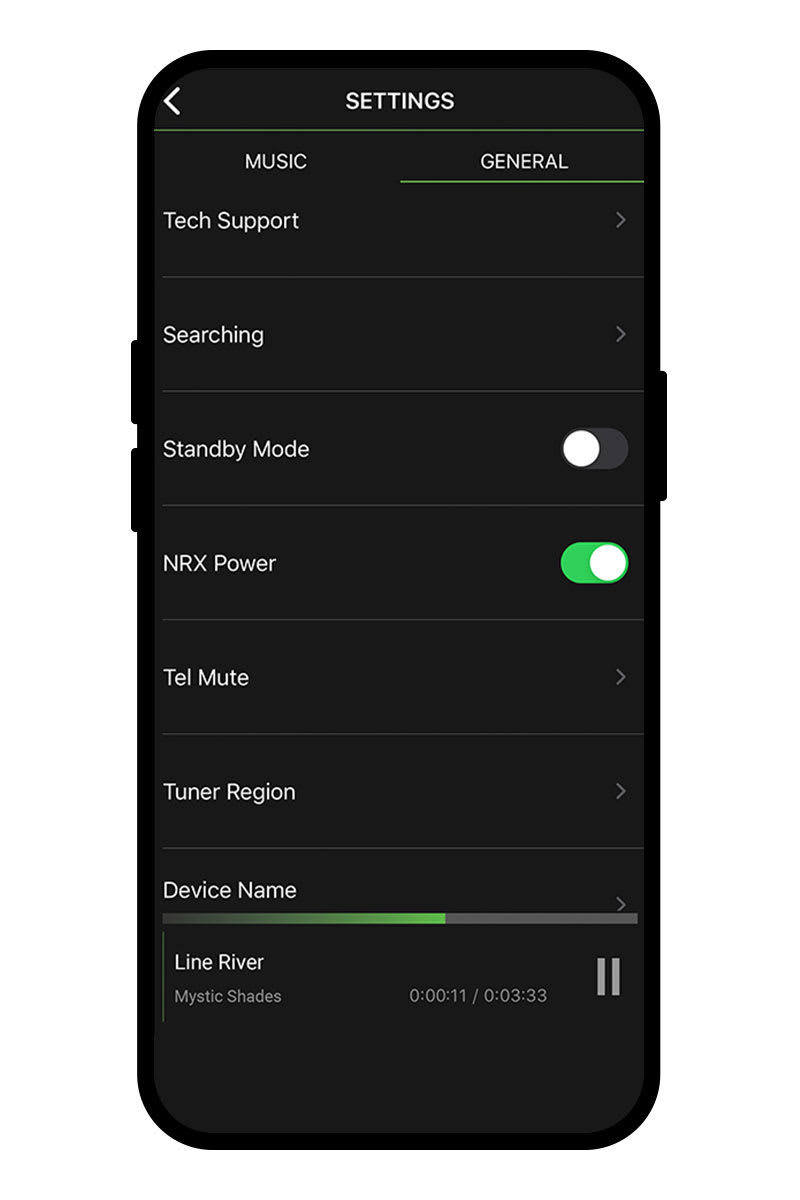 Adjust your music and user settings, including setting up DS