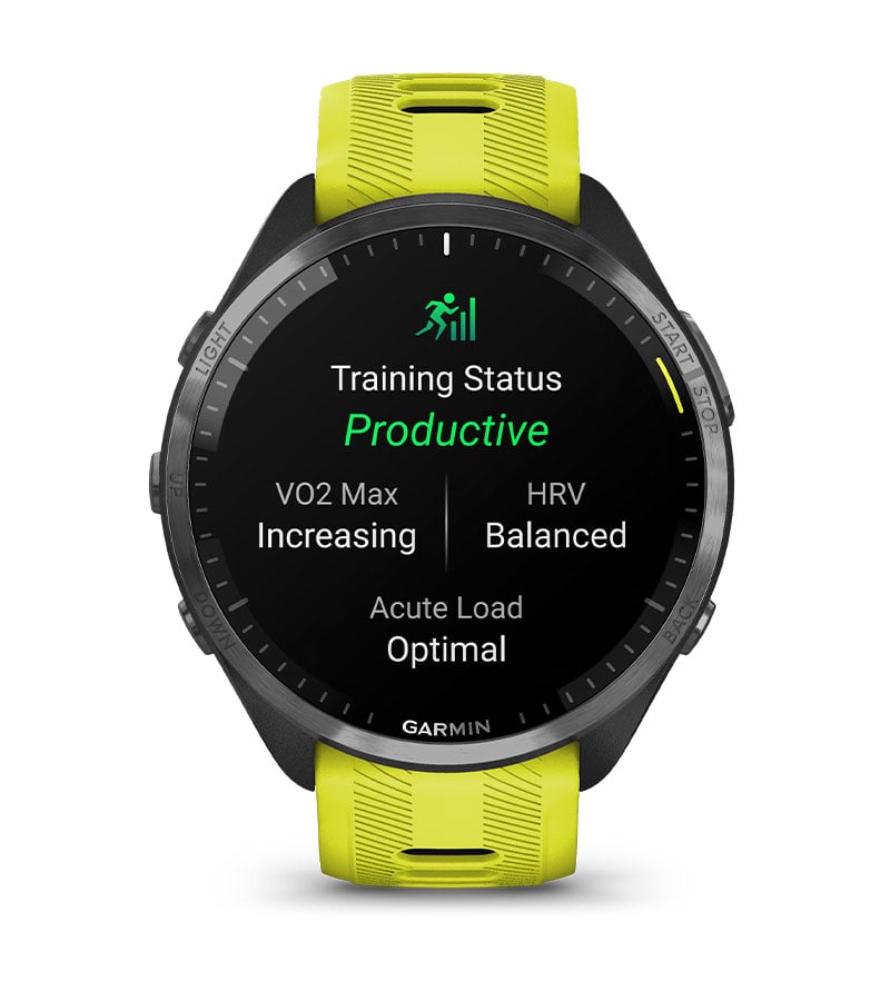 Garmin Forerunner 965 Premium GPS Running and Triathlon 1.850 in Smartwatch  con pantalla táctil AMOLED, bisel de titanio DLC gris carbón con banda de