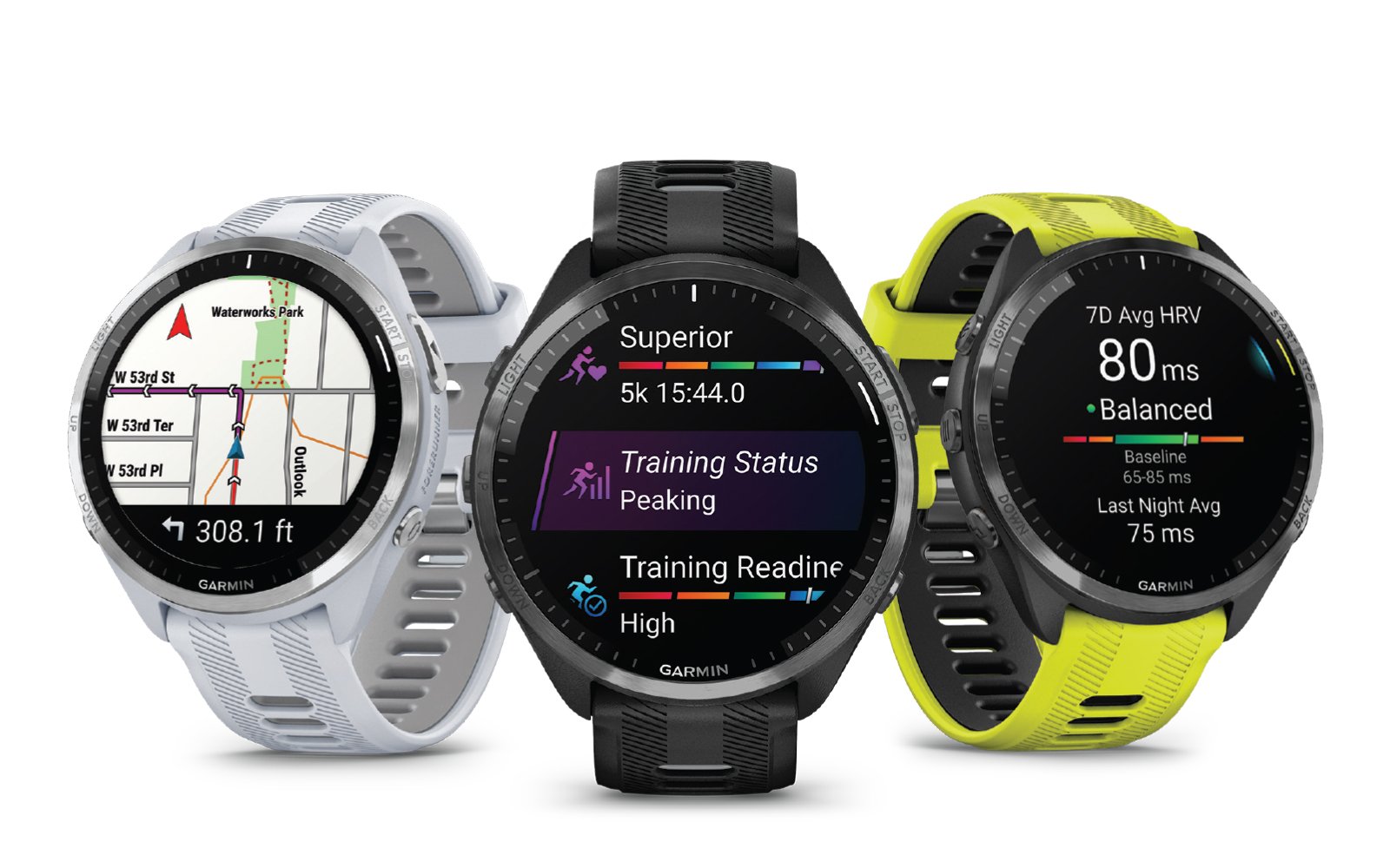  Garmin Forerunner 965 Advanced GPS Multisport Touchscreen  Smartwatch, Whitestone  Heart Rate Monitor, Training Stats, On-Device  Workouts, Up to 13 Day Battery Life w/Signature Series Charging Bundle :  Electronics