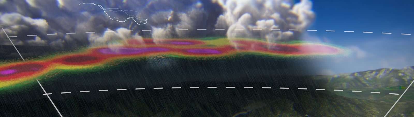 Lifestyle image of a mountainous range looking out the glass of a airplane with graphic overlaid to help navigate the pilot.