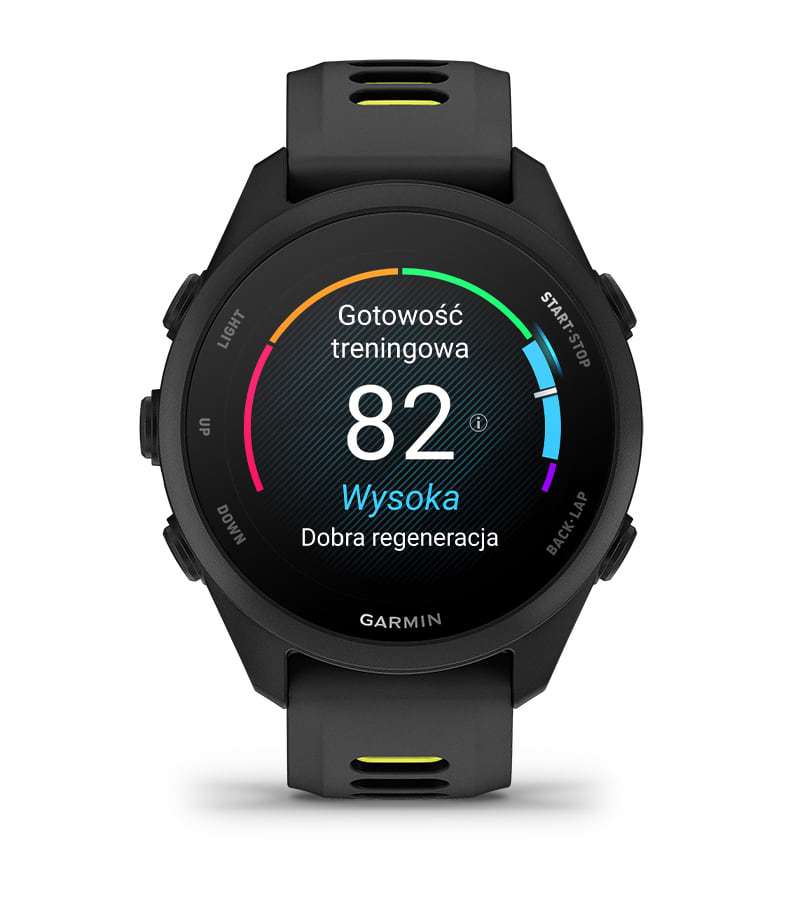 Wskaźnik gotowości treningowej i stanu wytrenowania na kolorowym ekranie AMOLED