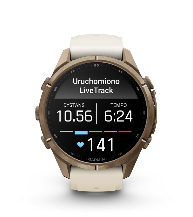 Fenix 9 Pro inReach 43 mm Tytanowy w kolorze Autumn Gold z silikonowym paskiem w kolorze Cream / French Gray