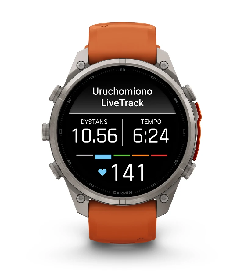 Interfejs połączenia głosowego i wiadomości na wyświetlaczu smartwatcha Garmin