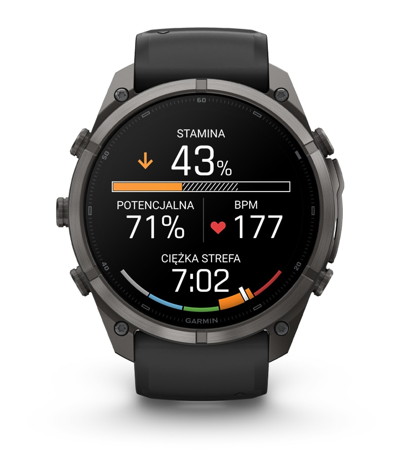 Fenix 9 Pro 51 mm Tytanowy w kolorze Carbon Gray z powłoką (DLC) z silikonowym paskiem w kolorze Black / Pebble Gray