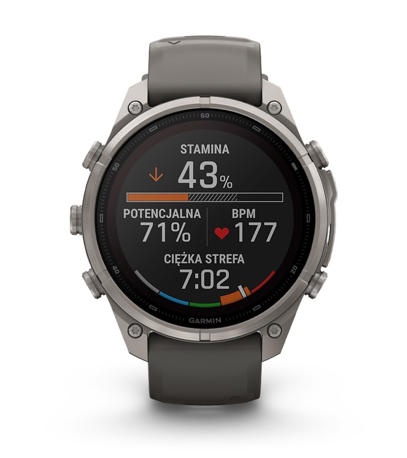 Fenix 9 Pro inReach Solar 47 mm Tytanowy z silikonowym paskiem w kolorze Pebble Gray z mapą PL TOPO