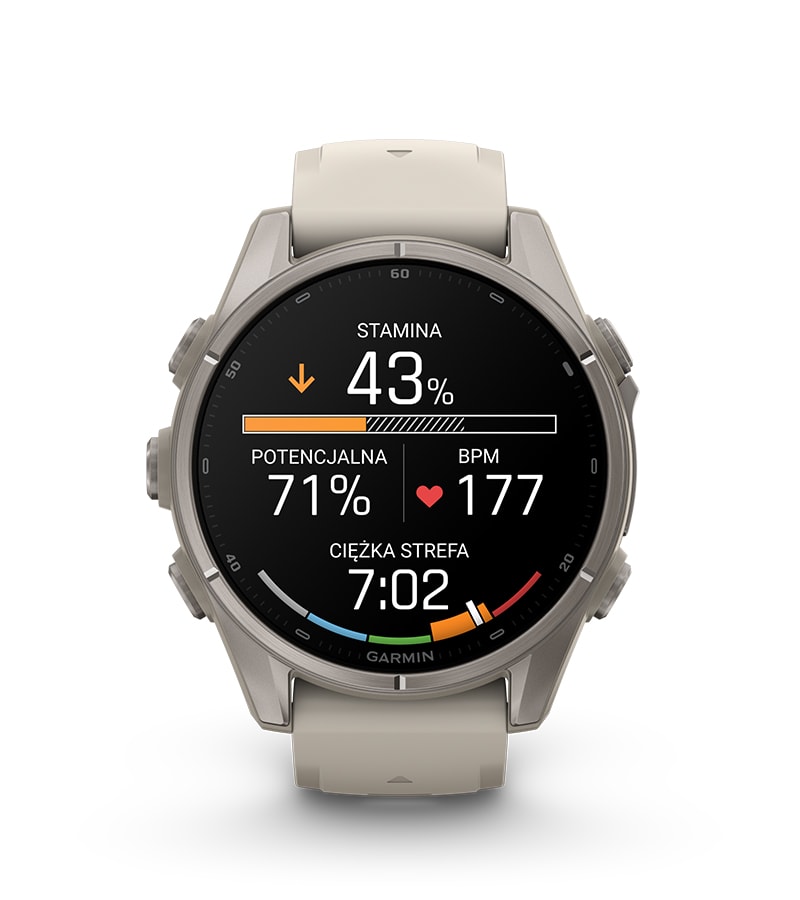 Fenix 9 43 mm Tytanowy z silikonowym paskiem w kolorze Pebble Gray