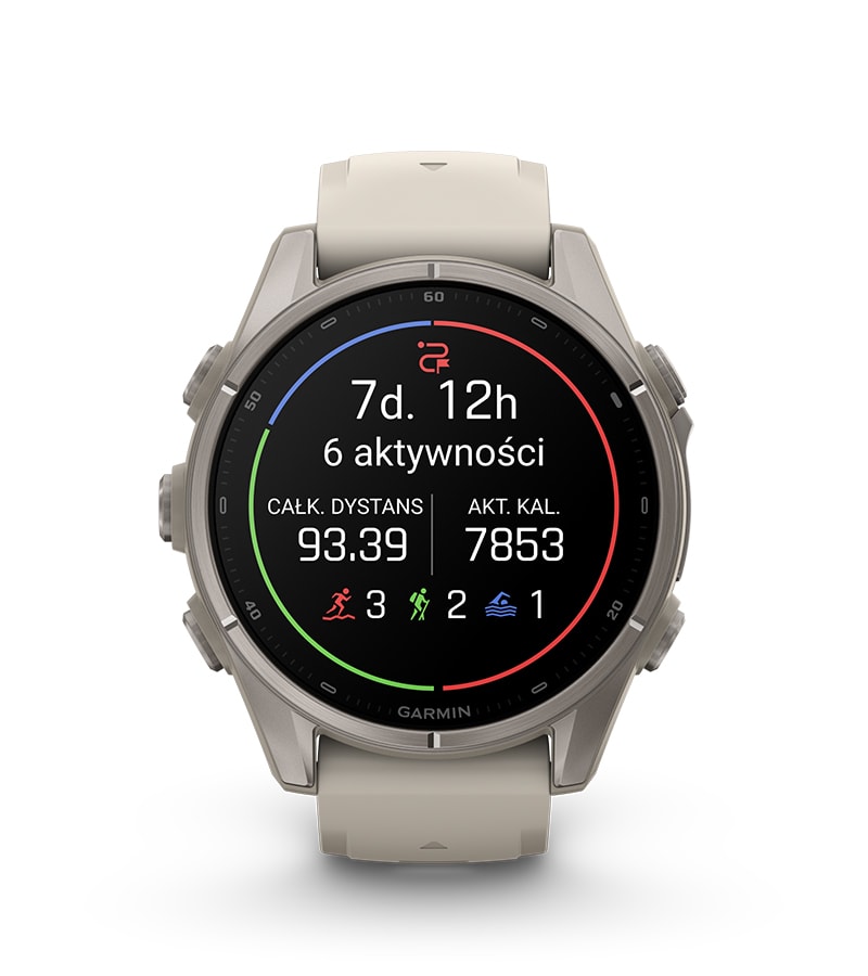 Fenix 9 43 mm Tytanowy z silikonowym paskiem w kolorze Pebble Gray