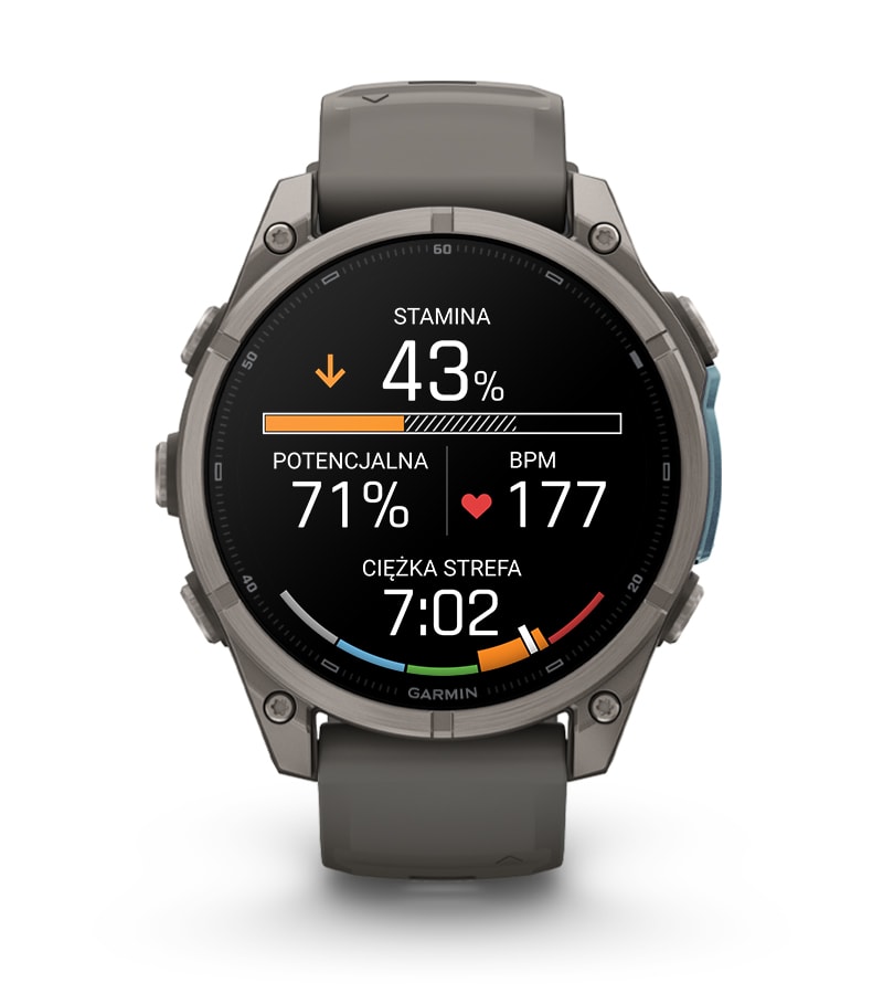 Fenix 9 47 mm Tytanowy z silikonowym paskiem w kolorze Pebble Gray