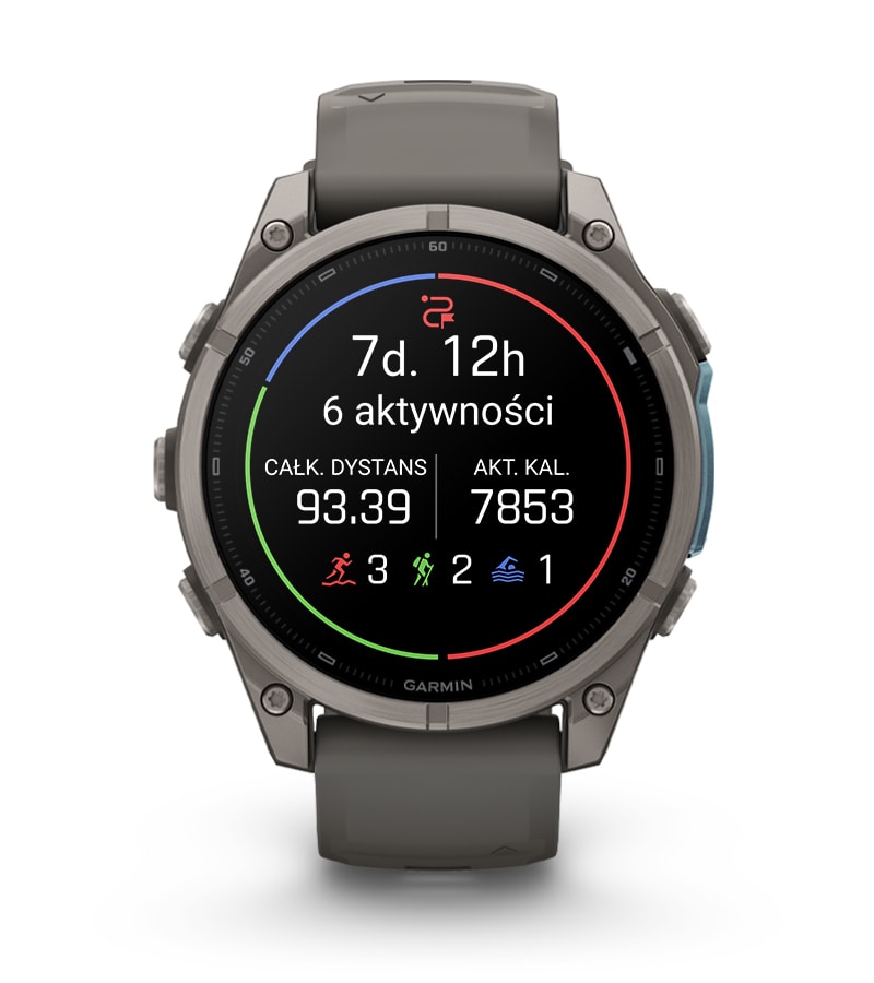 Fenix 9 47 mm Tytanowy z silikonowym paskiem w kolorze Pebble Gray