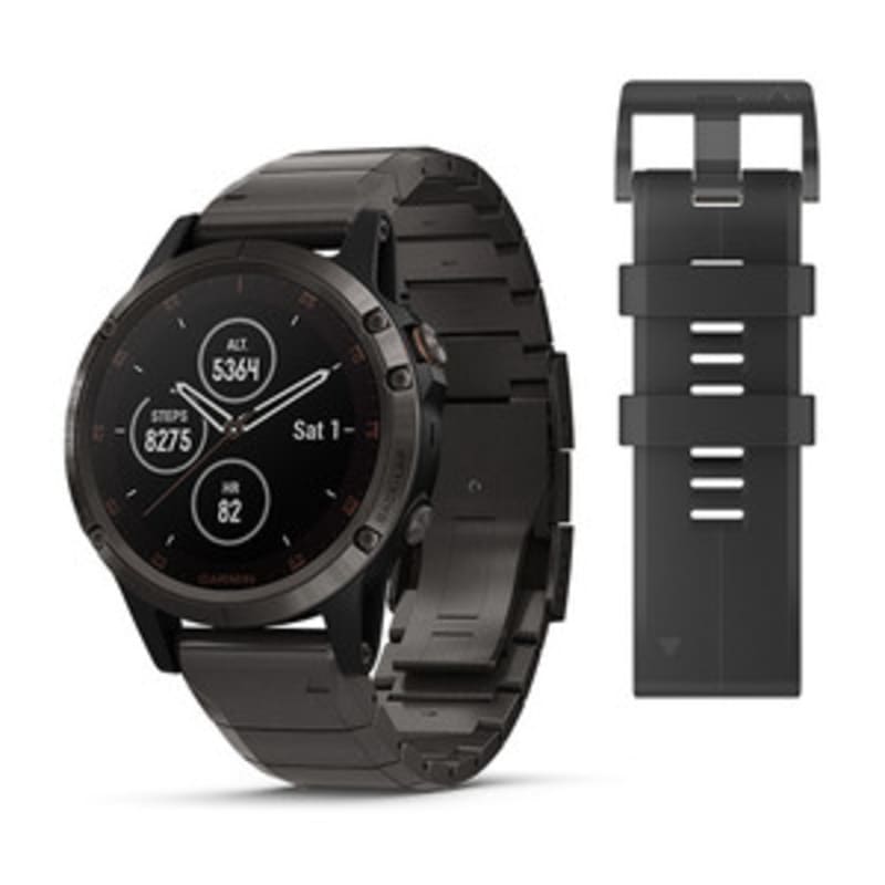  Garmin fenix 5 Plus, Premium Multisport GPS Smartwatch,  Features Color Topo Maps, Heart Rate Monitoring, Music and Contactless  Payment, Black with Black Band : Electronics