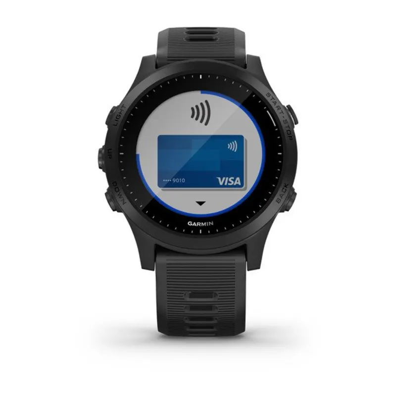 Garmin Forerunner 945, Premium GPS Running/Triathlon Smartwatch with Music,  Black Bundle with Garmin Forerunner 945 Replacement Band - Blue