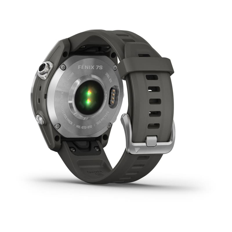  Garmin Fenix 7S - Reloj inteligente solar multideportivo con  pantalla táctil, color gris pizarra con banda negra con paquete de  auriculares blancos Wearable4U : Electrónica