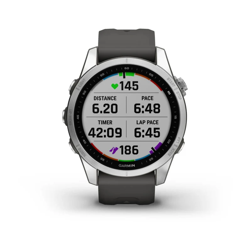 Montre GPS connectée - GARMIN - Fēnix 7S Solar - Gris avec bracelet noir  sur marjanemall aux meilleurs prix au Maroc