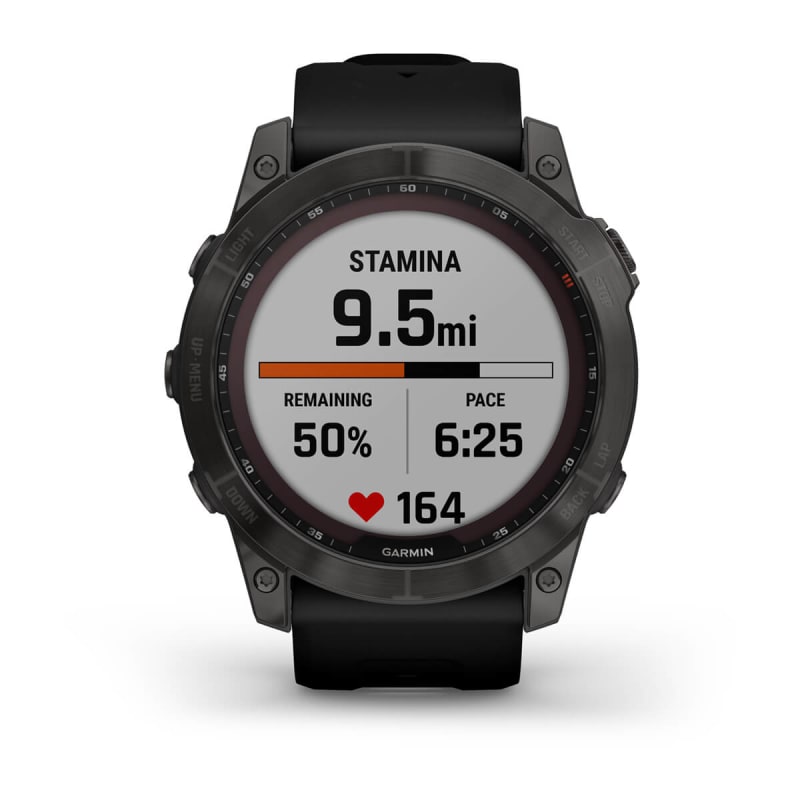  Garmin Fenix 7X Sapphire - Reloj inteligente de aventura de  tamaño más grande, con capacidad de carga solar, reloj resistente para  exteriores con GPS, pantalla táctil, características de bienestar, titanio  DLC