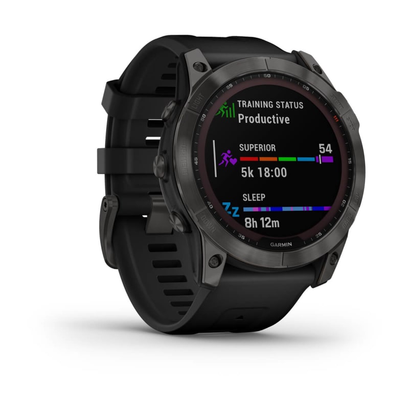 Garmin Fenix 7X Sapphire Solar Multisport GPS Touchscreen Smartwatch,  Mineral Blue DLC Titanium with Whitestone Band with Wearable4U White  EarBuds Bundle 