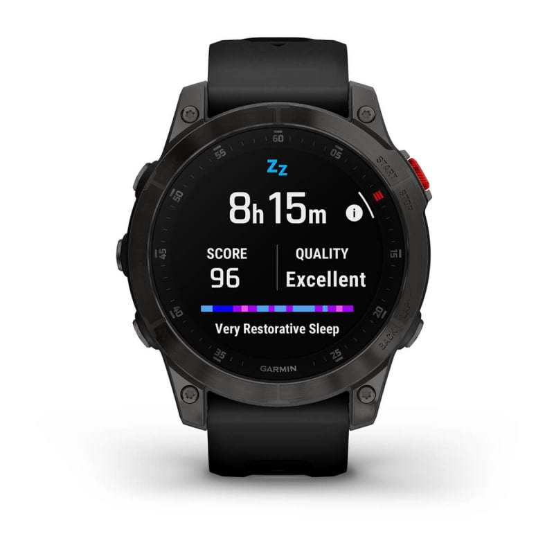  Garmin Fenix 7 Sapphire Solar - Reloj inteligente de aventura,  con capacidad de carga solar, reloj resistente para exteriores con GPS,  pantalla táctil, características de salud y bienestar, titanio DLC negro