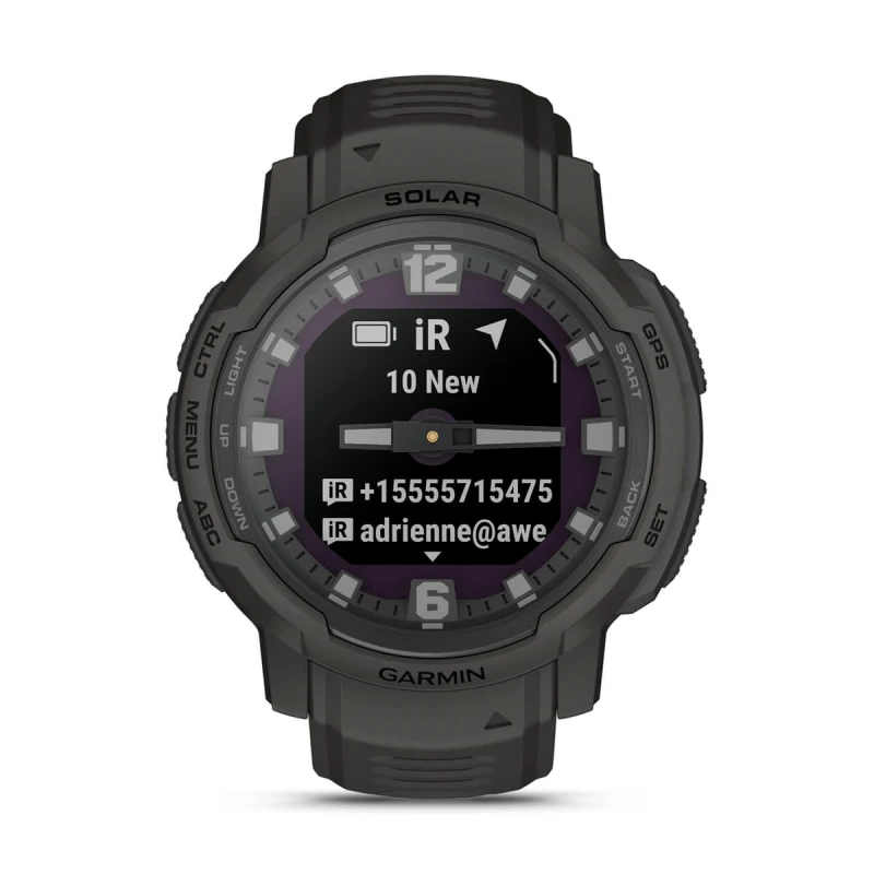 Garmin Instinct Crossover Solar, Rugged Hybrid Smartwatch, Analog Hands and  Digital Display 1.27 in, Graphite with Wearable4U Power Bank Bundle 