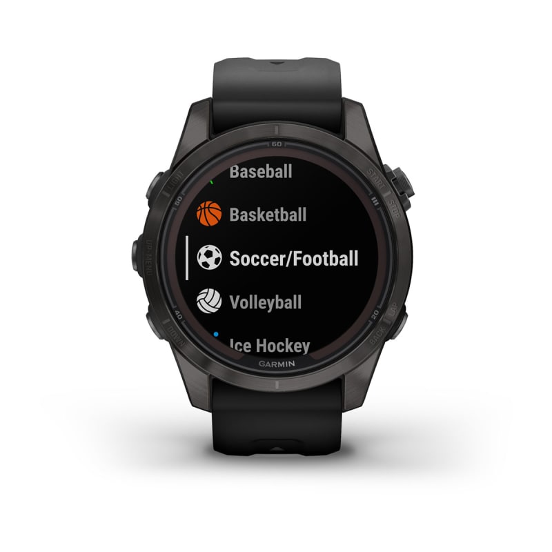  Garmin Fenix 7S - Reloj inteligente solar multideportivo con  pantalla táctil, color gris pizarra con banda negra con paquete de  auriculares blancos Wearable4U : Electrónica