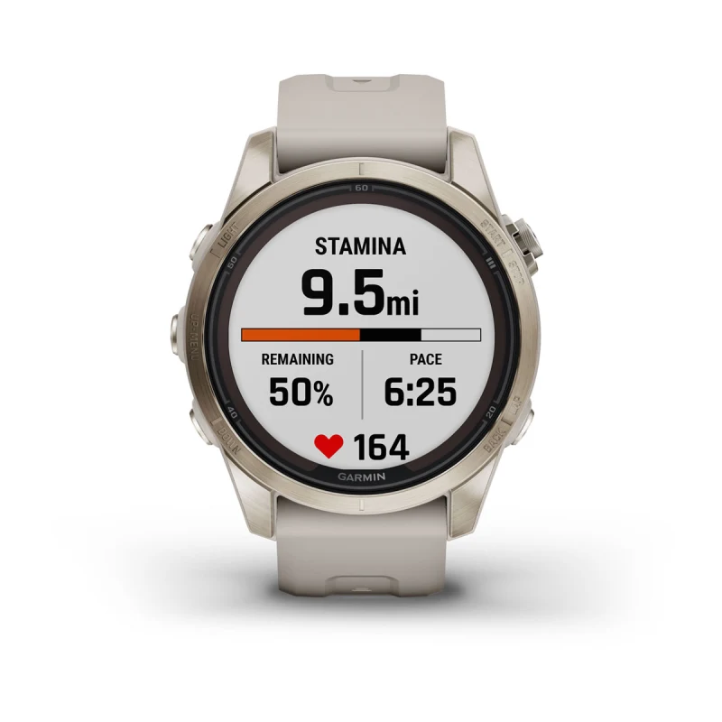 Garmin Fenix 7S Sapphire Solar Cream Gold Titanium With Light Sand