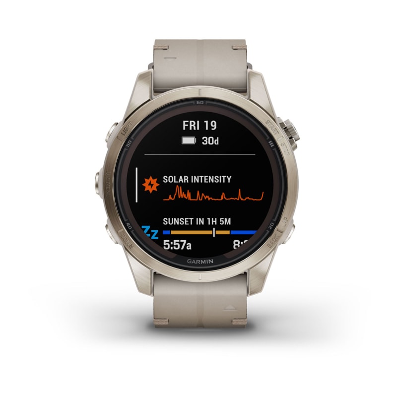 Garmin fenix 7S Sapphire Solar, Smaller adventure smartwatch,  with Solar Charging Capabilities, Rugged watch with GPS, touchscreen,  wellness features, dark bronze titanium with shale gray band : Electronics