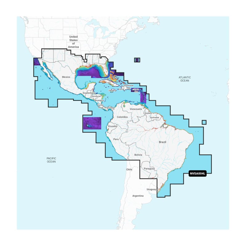 Garmin Navionics+™ Caribbean to Brazil - Inland and Coastal Marine Charts