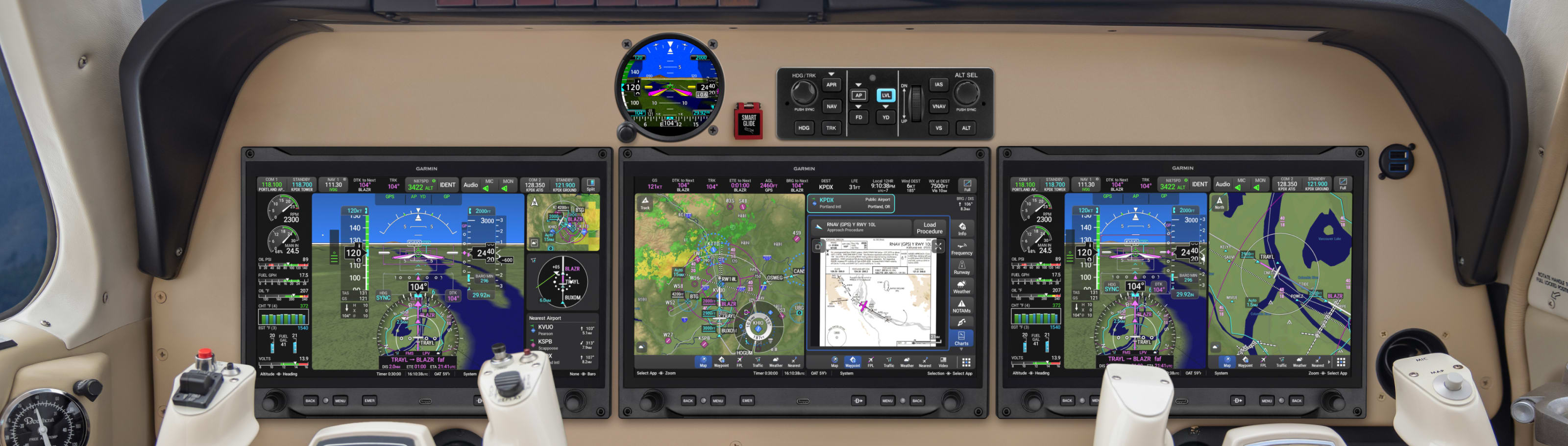Garmin AXIS flight displays installed in an aircraft panel