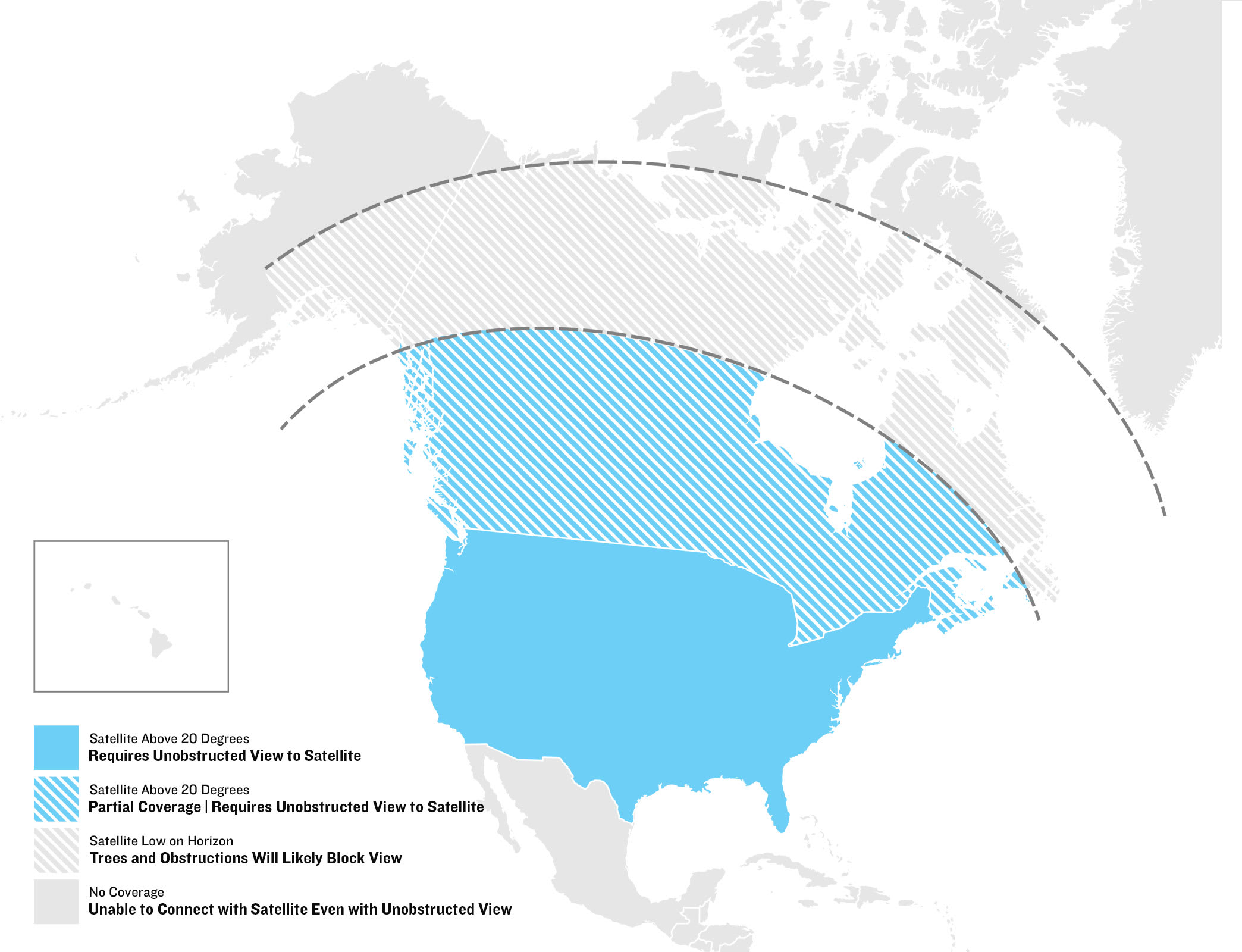 North America satellite coverage map