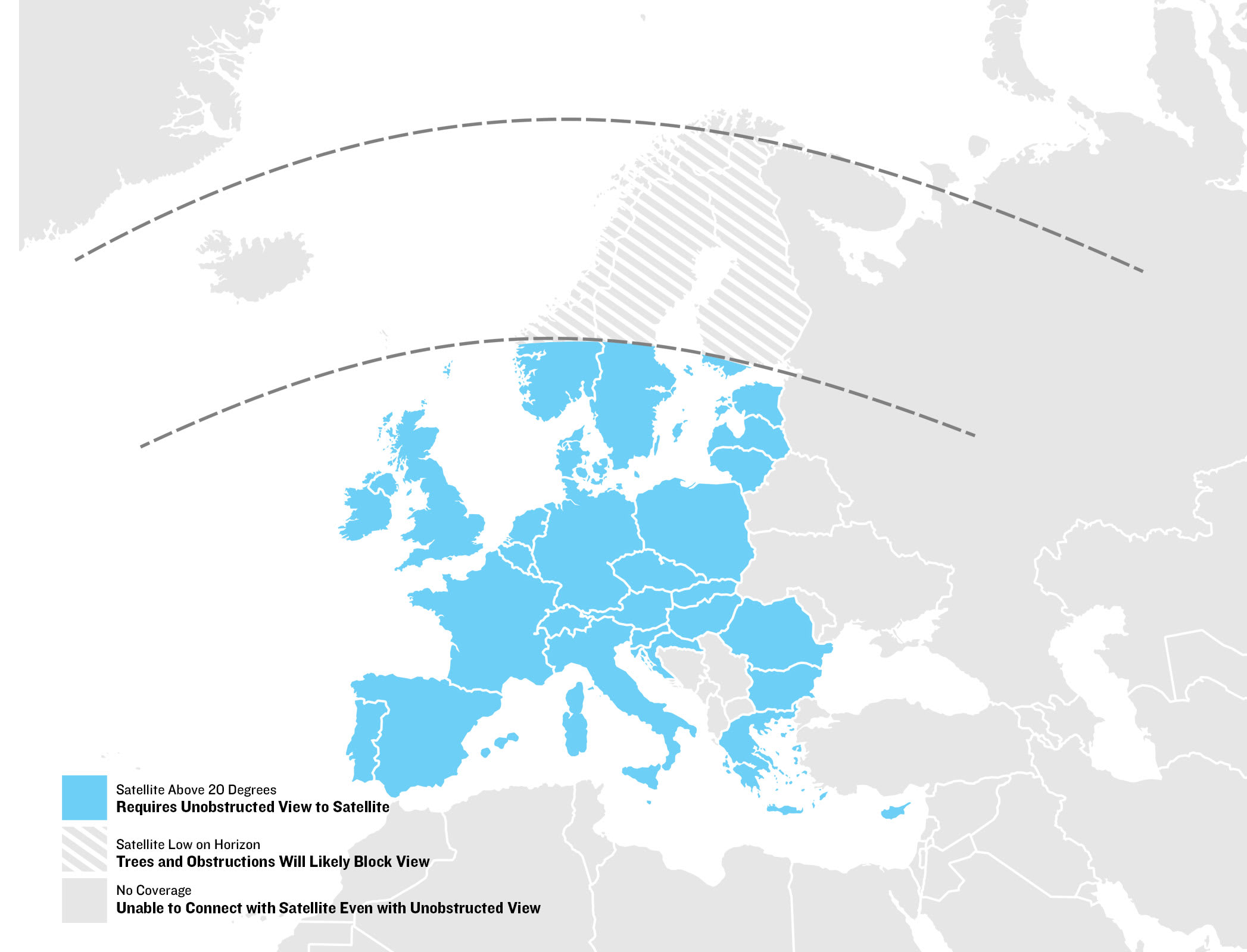 Europe satellite coverage map
